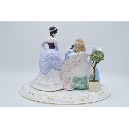 130 - Coalport figural china group 'The Coalport Heirloom Figurine of the Year' lady with maid limited edi... 