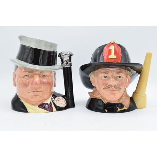 131 - Large Royal Doulton character jugs The Fireman D6697 and W C Fields D6674 (2). In good condition wit... 
