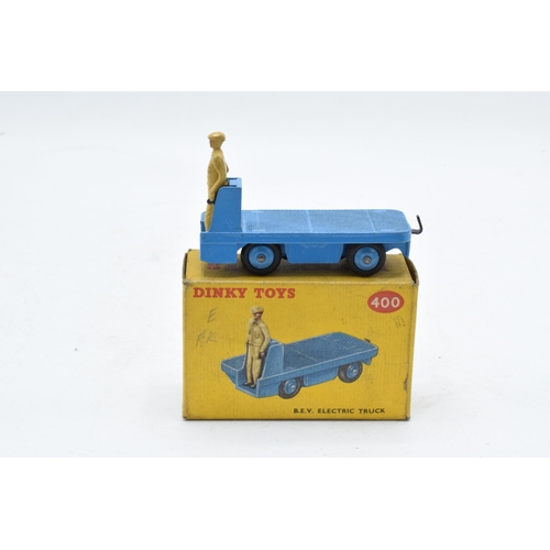 331 - Dinky No. 400 BEV Electric Truck. Blue with light blue hubs. VGC with minor wear. Box good.