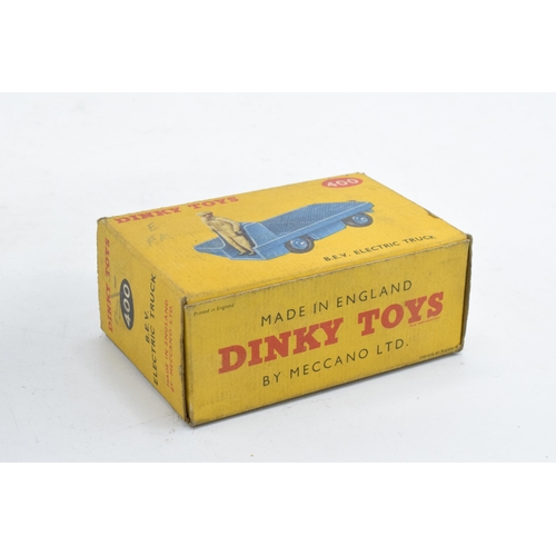 331 - Dinky No. 400 BEV Electric Truck. Blue with light blue hubs. VGC with minor wear. Box good.