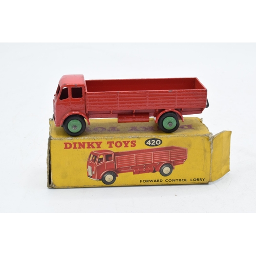 334 - Boxed Dinky Toys no. 420 Forward Control Lorry in red with green hubs, VGC with only the occasional ... 