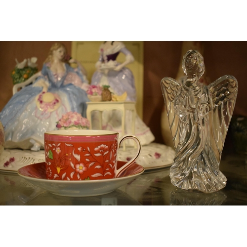 65 - Boxed Wedgwood Crimson Jewel cup and saucer together with Waterford Crystal figure of an angel (2). ... 