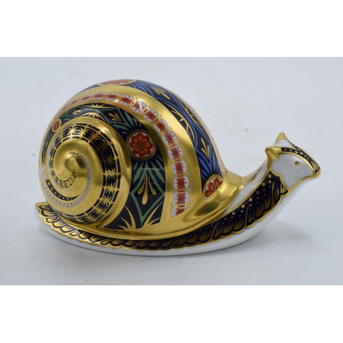 96 - Boxed Royal Crown Derby paperweight in the form of a Garden Snail, limited edition. First quality wi... 