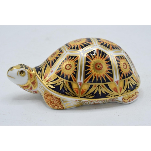 99 - Boxed Royal Crown Derby paperweight in the form of a Madagascan Tortoise. First quality with stopper... 