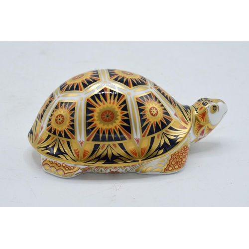 99 - Boxed Royal Crown Derby paperweight in the form of a Madagascan Tortoise. First quality with stopper... 