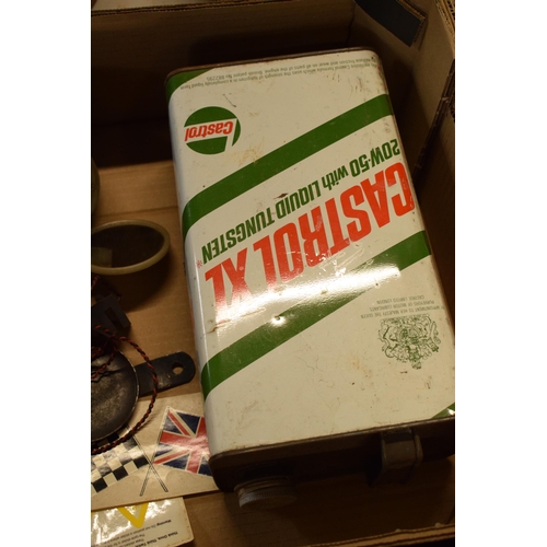 18 - A mixed collection of items to include Castrol oil can, Amperes gauge, springs, door knobs etc. Cond... 