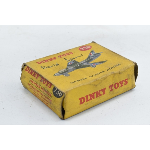 363 - Boxed Dinky Toys 736 Hawker Hunter Fighter. In good condition with some evidence of use and play-wea... 