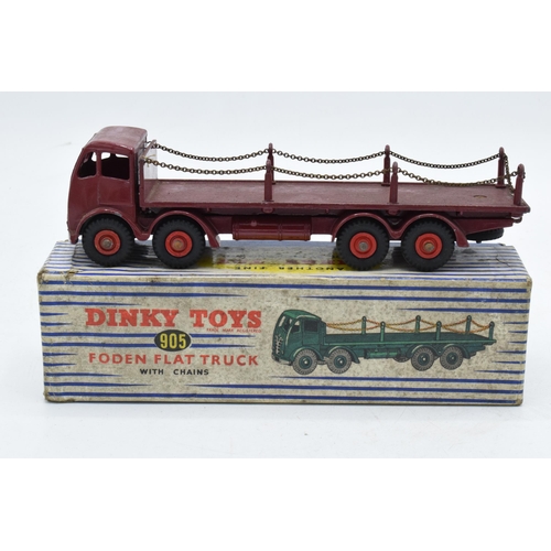 369 - Boxed Dinky Toys 905 Foden Flat Truck with chains. Some evidence of use and play-wear such as small ... 