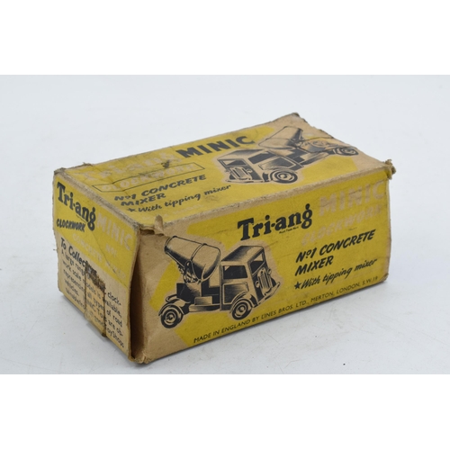 382 - Boxed Tri-ang Minic clockwork No. 1 Concrete Mixer. Sold as non-working as no key.