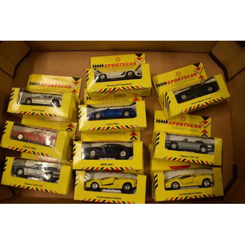 387 - 10 boxed diecast sports cars from the promotional Shell Sportscar Collection comprising Lamborghini ... 