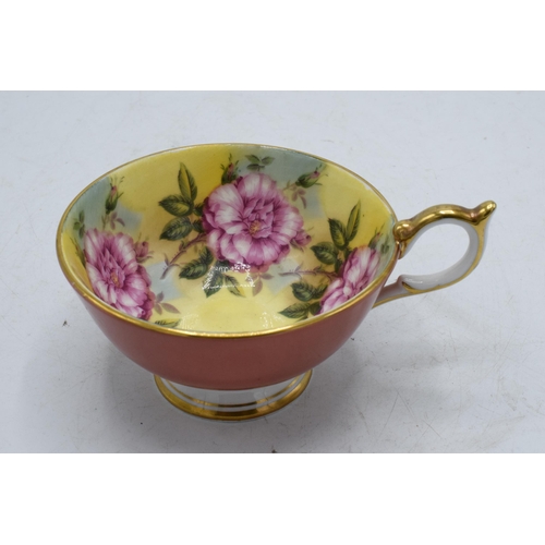 58 - Aynsley fine bone china cup decorated in a Pink Rose / Cabbage Rose style. In good condition with no... 