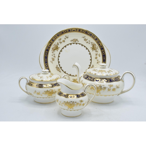 68 - A collection of Minton bone china tea ware in the Dynasty pattern to include a teapot, milk jug and ... 