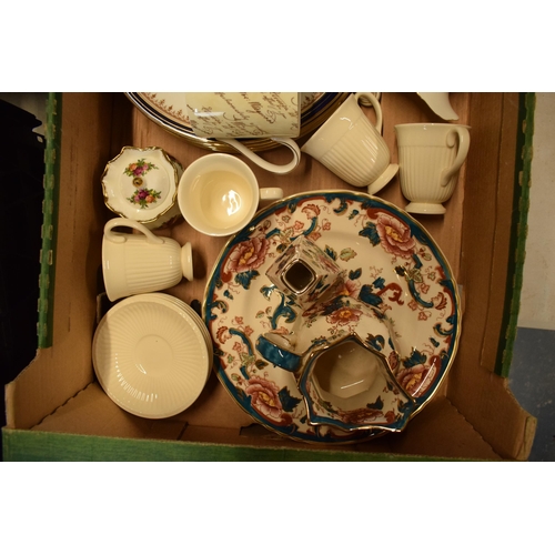 77 - A collection of pottery to include Masons Chartreuse items, Wedgwood, Royal Albert Old Country Roses... 