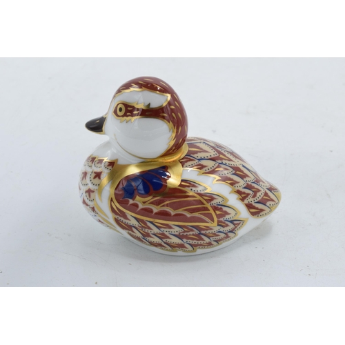 100T - Boxed Royal Crown Derby paperweight in the form of a Swimming Duckling. First quality with stopper. ... 