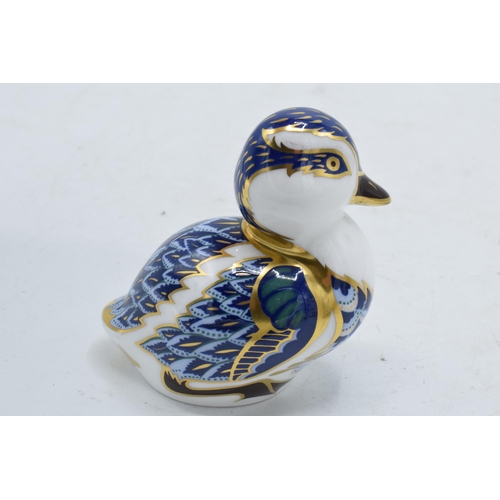 100U - Boxed Royal Crown Derby paperweight in the form of a Sitting Duckling. First quality with stopper. I... 