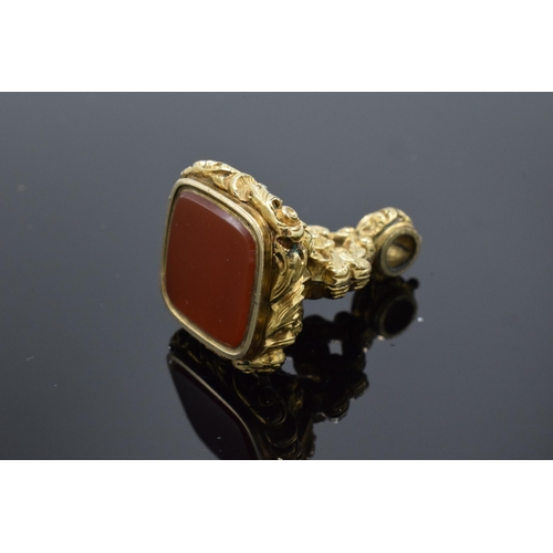 221G - Victorian gilt metal and cornelian fob