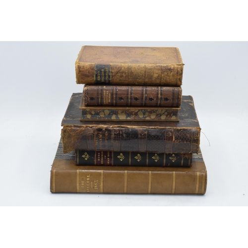 344 - A collection of antique leather bound books to include Andrews Cyclopaedia of Domestic Medicine and ... 