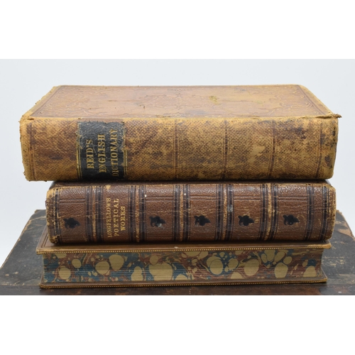 344 - A collection of antique leather bound books to include Andrews Cyclopaedia of Domestic Medicine and ... 