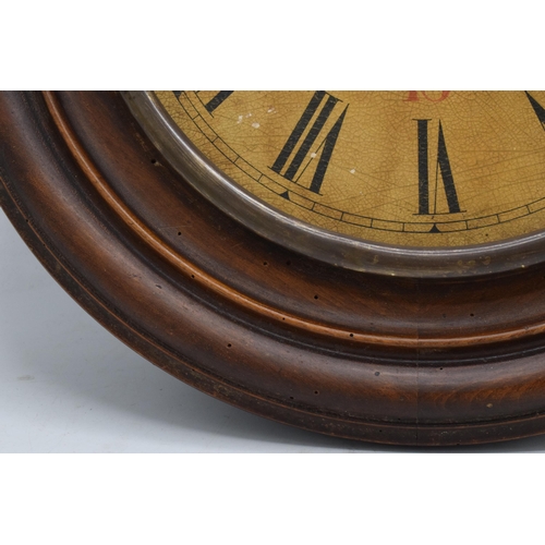 351 - A late 19th / early 20th Century Junghans circular wall clock with Roman numerals. Converted to batt... 