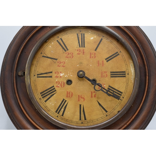 351 - A late 19th / early 20th Century Junghans circular wall clock with Roman numerals. Converted to batt... 