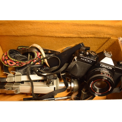 358 - A collection of cameras and camera equipment to include a Houghton camera, various Kodak Brownies, C... 