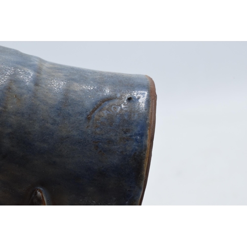 37 - A 20th century contemporary studio pottery shouldered vase with 3d fish and similar ocean creatures ... 