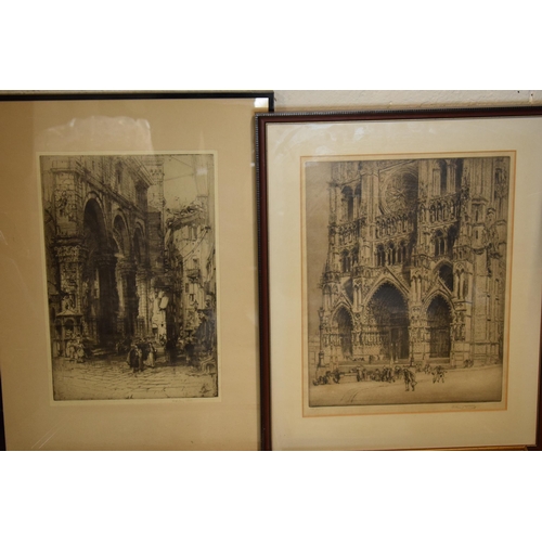 403 - A quartet of etchings and similar depicting Gothic and related architecture to include areas such as... 