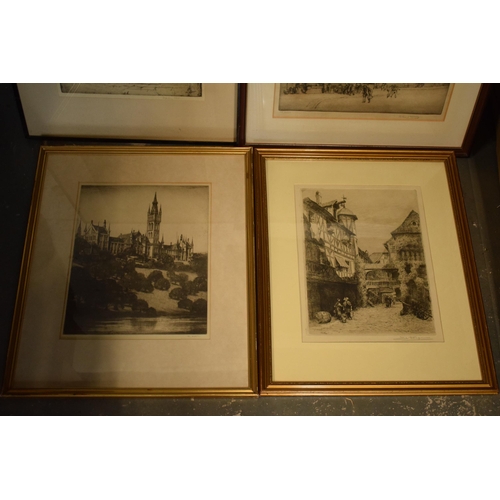 403 - A quartet of etchings and similar depicting Gothic and related architecture to include areas such as... 