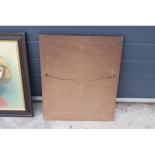 416 - A pair of early 20th century prints of young girls in wooden frames (2). 61 x 47cm inc frames.