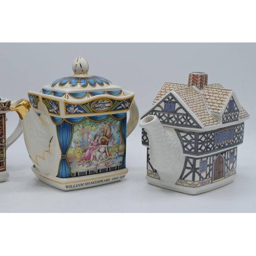 65C - A trio of teapots to include Sadler examples Tudor House, Midsummer Night's Dream and Elizabethan Ho... 