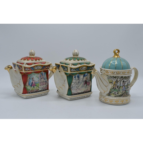 65D - A trio of teapots to include Sadler examples Romeo and Juliet, Shooting and Hamlet (3). In good cond... 