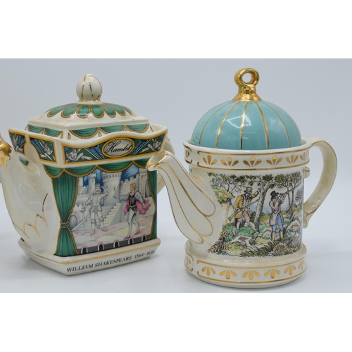 65D - A trio of teapots to include Sadler examples Romeo and Juliet, Shooting and Hamlet (3). In good cond... 