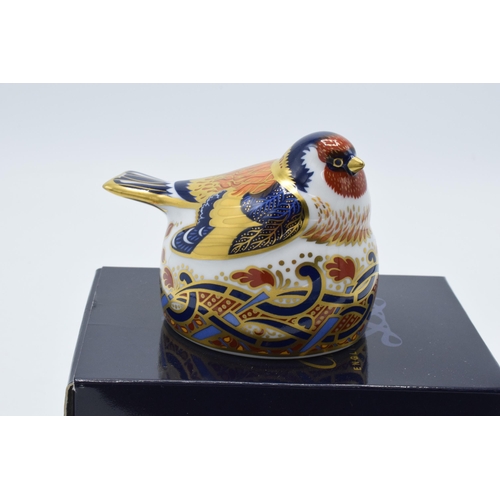 78 - Boxed Royal Crown Derby paperweight in the form of a Goldfinch Nesting. First quality with stopper. ... 