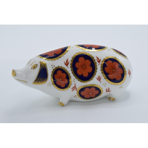 84 - Royal Crown Derby paperweight in the form of an Imari Pig. First quality with stopper. In good condi... 