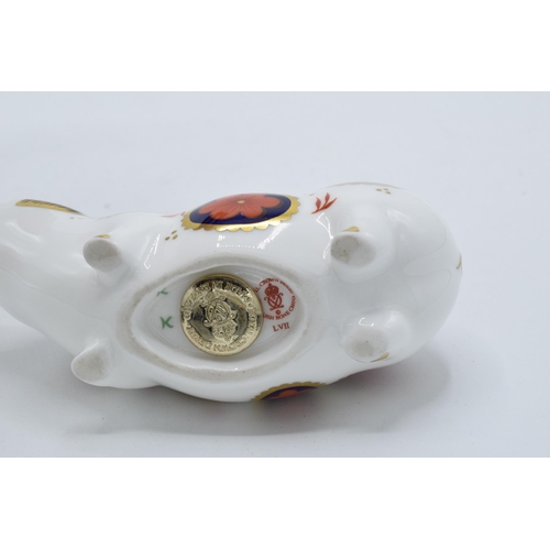 84 - Royal Crown Derby paperweight in the form of an Imari Pig. First quality with stopper. In good condi... 