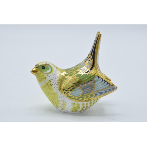 89 - Royal Crown Derby paperweight in the form of a Greenfinch. First quality with stopper. In good condi... 