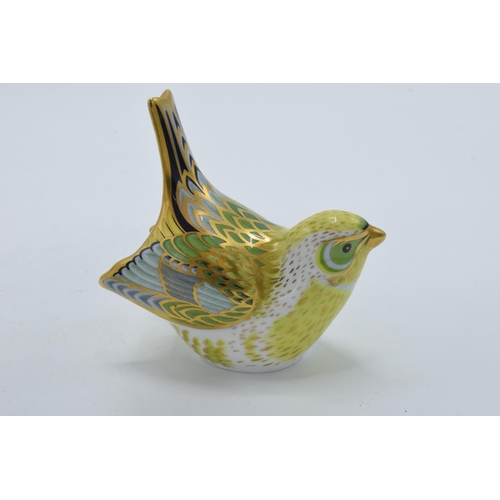 89 - Royal Crown Derby paperweight in the form of a Greenfinch. First quality with stopper. In good condi... 