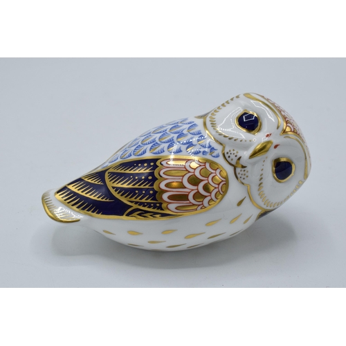 95A - Royal Crown Derby paperweight in the form of an owl. In good condition with no obvious damage or res... 