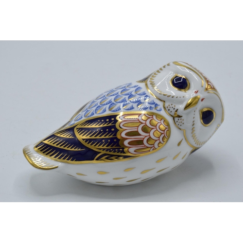 95A - Royal Crown Derby paperweight in the form of an owl. In good condition with no obvious damage or res... 