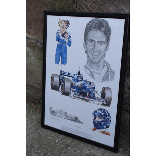 349D - A framed 'Tribute to Damon Hill' by Stuart McIntyre. 63 x 47cm inc frame.