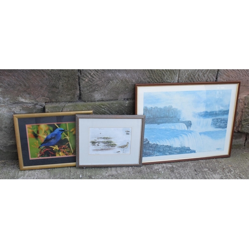 349E - A mixed collection of framed artwork to include a John Geary print, a Roger Neckles photograph of a ... 