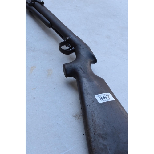 367 - BSA .177 under-lever air rifle with walnut stock and textured grip. Serial number present but illegi... 