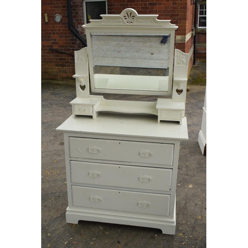 410 - An early 20th century wooden dressing table with swinging mirror and drawers. 100 x 52 x 173cm tall.... 