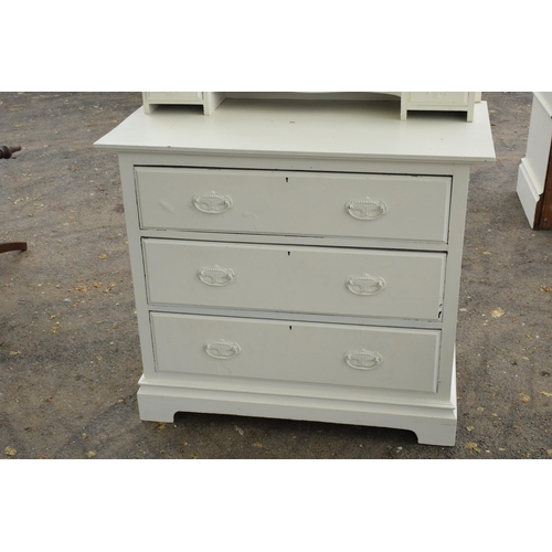 410 - An early 20th century wooden dressing table with swinging mirror and drawers. 100 x 52 x 173cm tall.... 