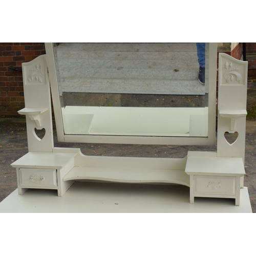 410 - An early 20th century wooden dressing table with swinging mirror and drawers. 100 x 52 x 173cm tall.... 