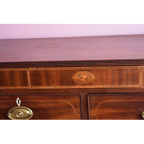 435 - Victorian mahogany 2 over 3 chest of drawers with satinwood inlay and mother of pearl escutcheons wi... 