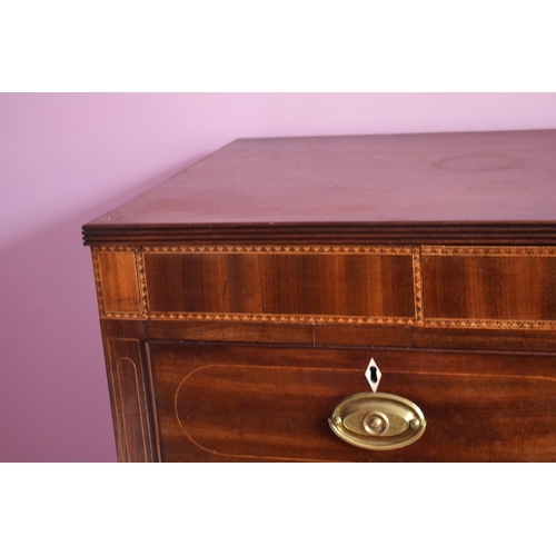 435 - Victorian mahogany 2 over 3 chest of drawers with satinwood inlay and mother of pearl escutcheons wi... 