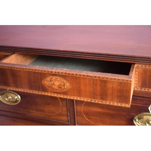 435 - Victorian mahogany 2 over 3 chest of drawers with satinwood inlay and mother of pearl escutcheons wi... 