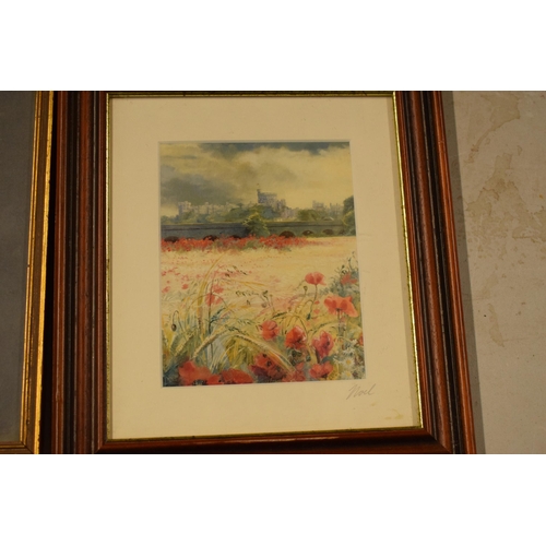 247B - A mixed collection of framed art work to include a watercolour of a sea scene with indistinctive sig... 