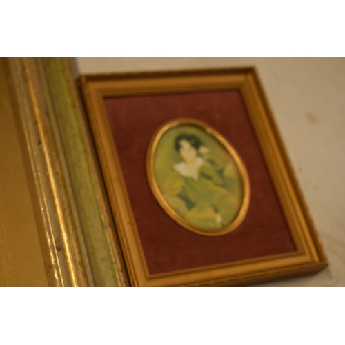 247B - A mixed collection of framed art work to include a watercolour of a sea scene with indistinctive sig... 